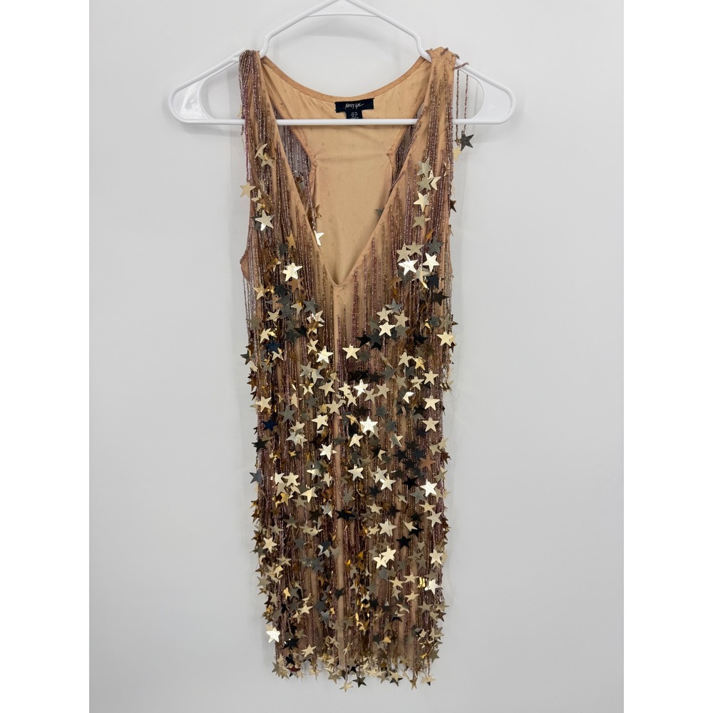 Nasty Gal Gold Star Fringe Mini Dress